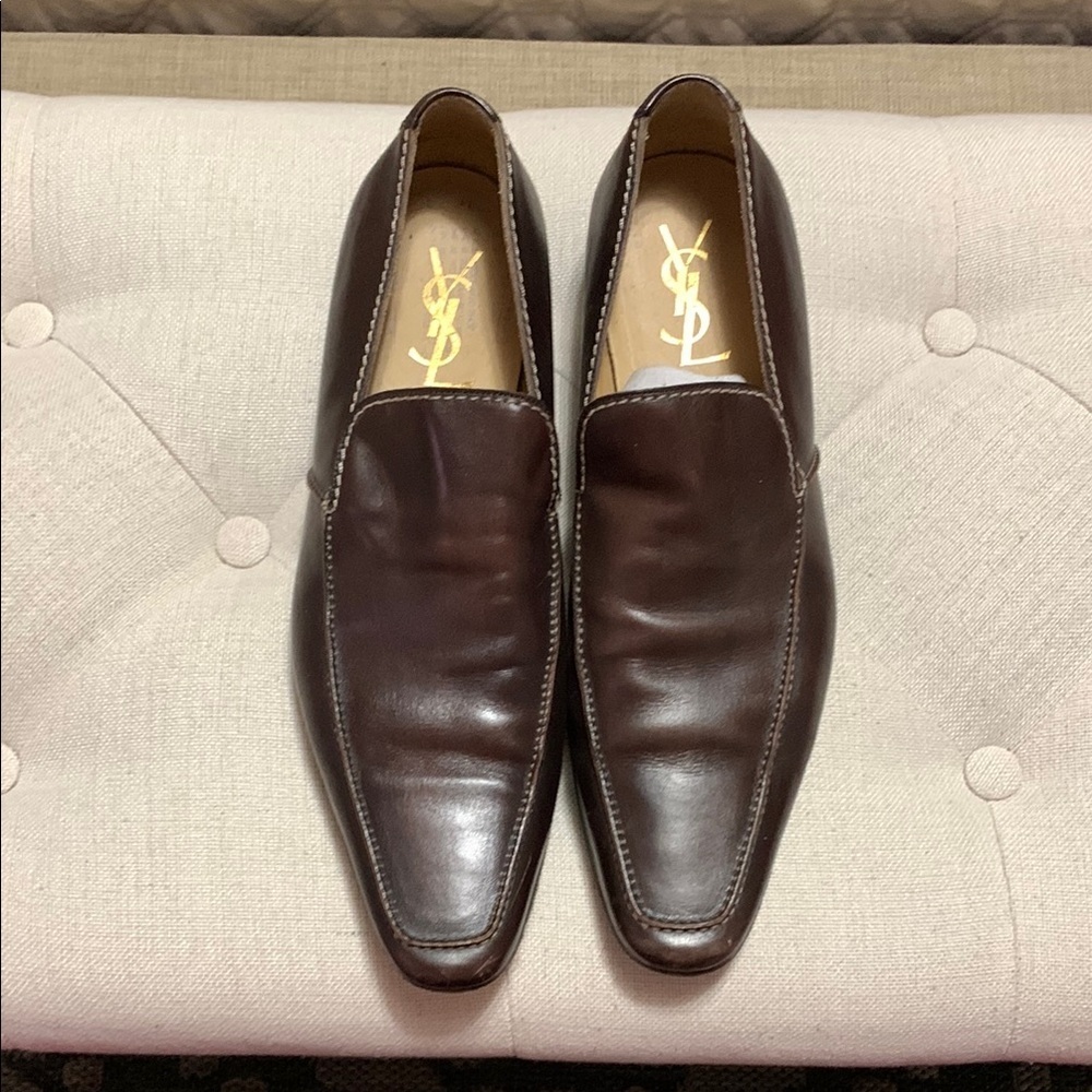Yves Saint Laurent Men Mokassin Dark Brown Leather Slip-Ons US 11.5/EU 45.5